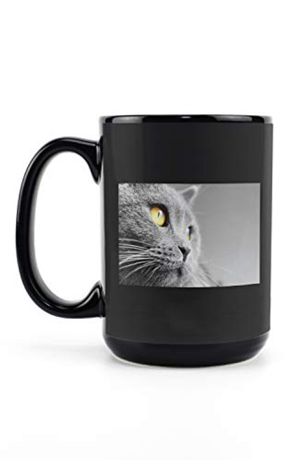 Lantern Press British Shorthair Blue Cat Close Up of Face 9017133 -15oz Black Ceramic Mug - Dishwasher and Microwave Safe- Lantern Press British Shorthair Blue Cat Close Up of Face 9017133 -15oz Black Ceramic Mug - Dishwasher and Microwave Safe-