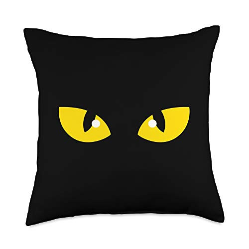 Witch Triple Moon Designs Yellow Eyes Black Cat Throw Pillow 18x18 Multicolor