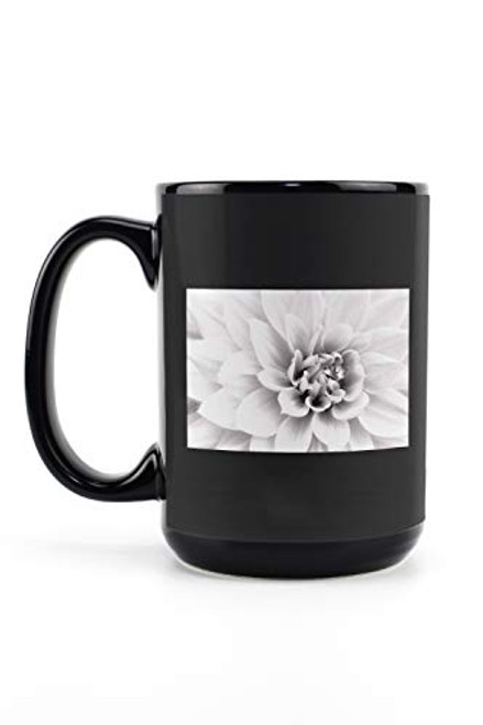 Lantern Press White Dahlia Flower Up Close 9003743 -15oz Black Ceramic Mug - Dishwasher and Microwave Safe- Lantern Press White Dahlia Flower Up Close 9003743 -15oz Black Ceramic Mug - Dishwasher and Microwave Safe-