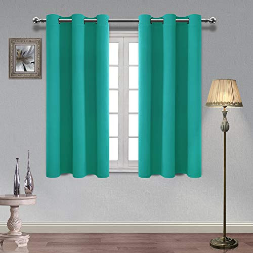 Hiasan Teal Blackout Curtains for Bedroom Thermal Insulated and Privacy Protection Room Darkening Window Curtains 42 x 45 Inches Length 2 Drape Panels