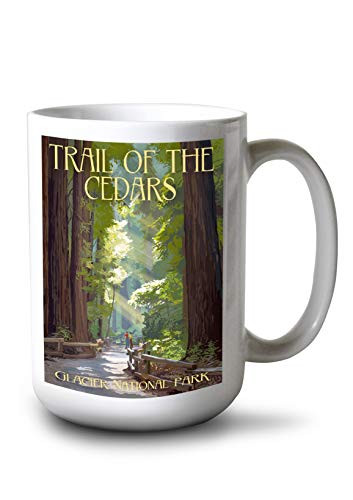 Lantern Press Glacier National Park Montana Trail of The Cedars 106594 -15oz White Ceramic Mug-
