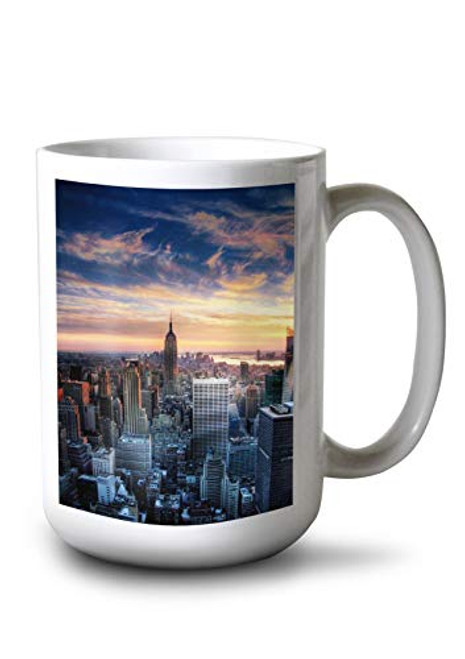 Lantern Press New York City NY - City at Sunset 9002499 -15oz White Ceramic Mug-
