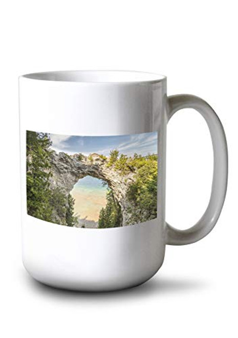 Lantern Press Arch Rock at Mackinac Island Michigan 9017506 -15oz White Ceramic Mug-