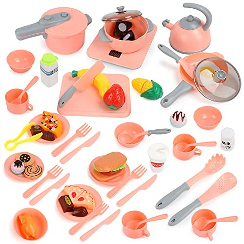 BeebeeRun Kids Kitchen Pretend Play Toys 61PCS Cooking Set for Toddlers Cookware Pots and Pans Playset Cooking Utensils Toy Cutlery Cutting Play Food BeebeeRun Kids Kitchen Pretend Play Toys 61PCS Cooking Set for Toddlers Cookware Pots and Pans Playset Cooking Utensils Toy Cutlery Cutting Play Food