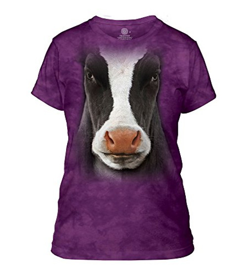 The Mountain Black Cow Face Adult Woman's T-Shirt Purple Small The Mountain Black Cow Face Adult Woman's T-Shirt Purple Small
