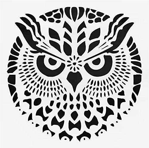 Owl Reusable Sturdy Stencil Clear Custom Cut Plastic Sheet Template Cutout Sign DIY Supplies for Airbrush Painting Drawing 1-5.5x5.5 inch