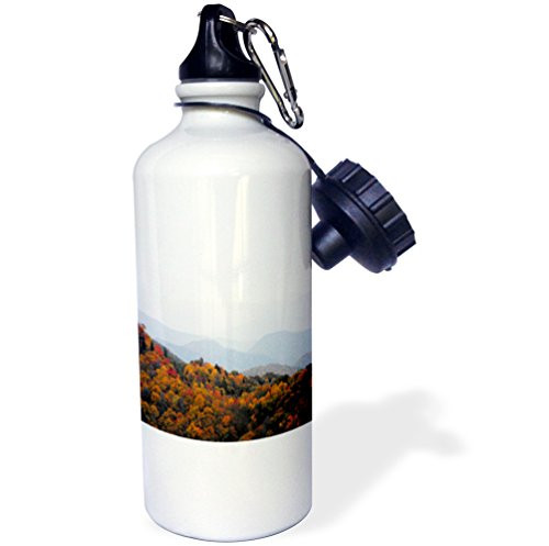 3dRose "Fall in the Smokey Mountains North Carolina Mountains" Sports Water Bottle 21 oz White