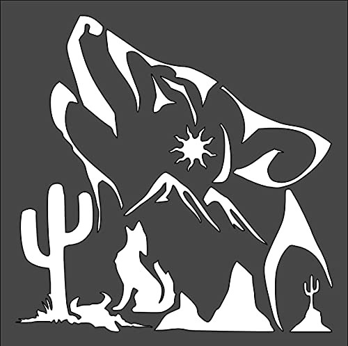 1- 5.5x5.5 inch Custom Cut Stencil Wolf Southwestern Art Supplies DIY Scrapbooking Painting on The Wall and Other Surfaces