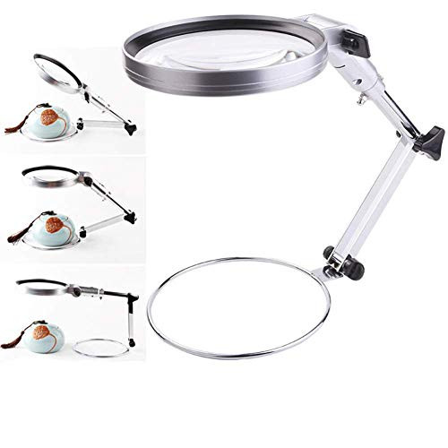 Pillowcase Large Magnifying Glass Stand2.5X Desktop Magnifier with Led Jumbo Lens Hands Free Folding Magnifying with Light for Hobby Crafts Inspection Reading Model Building Soldering Etc