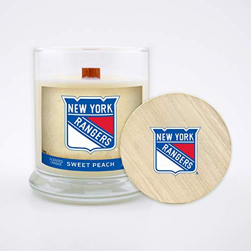 Worthy Promo NHL Scented Candle 8 Oz Soy Wax Wood Wick and Lid New York Rangers -Sweet Peach- Worthy Promo NHL Scented Candle 8 Oz Soy Wax Wood Wick and Lid New York Rangers -Sweet Peach-