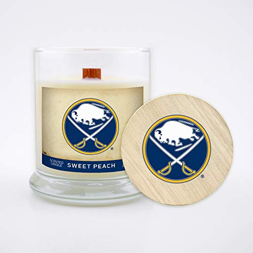 Worthy Promo NHL Scented Candle 8 Oz Soy Wax Wood Wick and Lid Buffalo Sabres -Sweet Peach- Worthy Promo NHL Scented Candle 8 Oz Soy Wax Wood Wick and Lid Buffalo Sabres -Sweet Peach-
