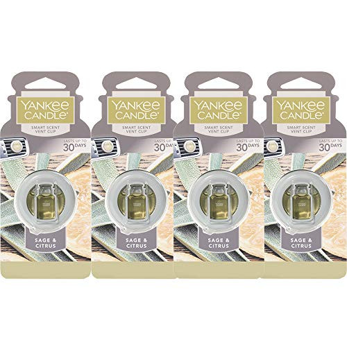 Yankee Candle Car Freshener Smart-Scent Vent Clips 4-Pack -Sage  and  Citrus-