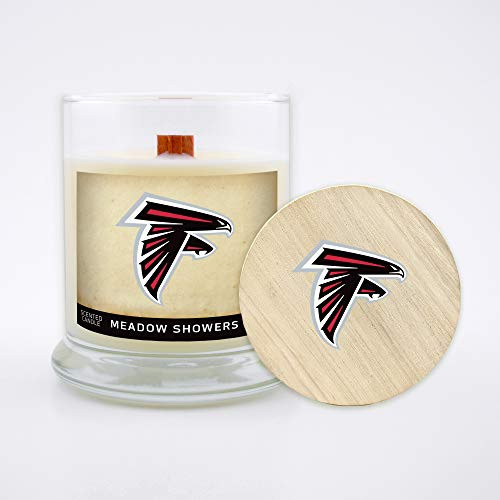 Worthy Promo NFL Atlanta Falcons Gifts 8oz Scented Candle Soy Wax w-Wood Wick and Lid Meadow Showers Worthy Promo NFL Atlanta Falcons Gifts 8oz Scented Candle Soy Wax w-Wood Wick and Lid Meadow Showers