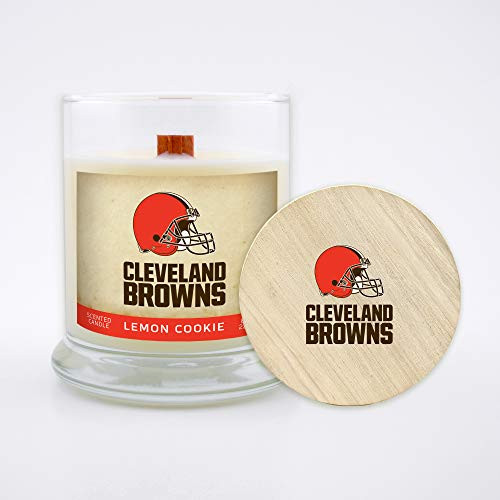 Worthy Promo NFL Cleveland Browns Gifts 8oz Scented Candle Soy Wax w-Wood Wick and Lid Lemon Cookie Worthy Promo NFL Cleveland Browns Gifts 8oz Scented Candle Soy Wax w-Wood Wick and Lid Lemon Cookie