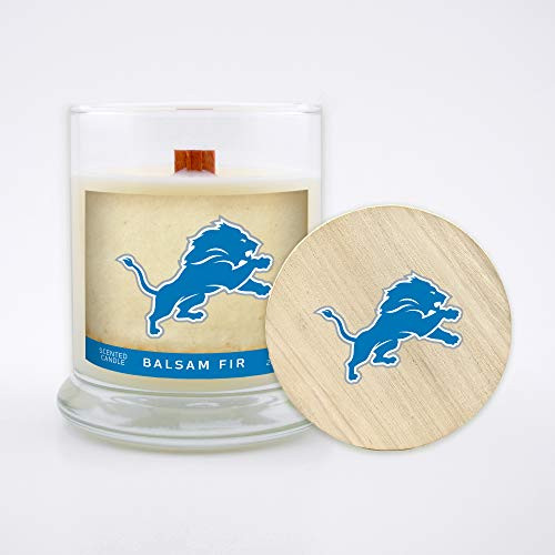 Worthy Promo NFL Detroit Lions Gifts 8oz Scented Candle Soy Wax w-Wood Wick and Lid Balsam Fir Worthy Promo NFL Detroit Lions Gifts 8oz Scented Candle Soy Wax w-Wood Wick and Lid Balsam Fir