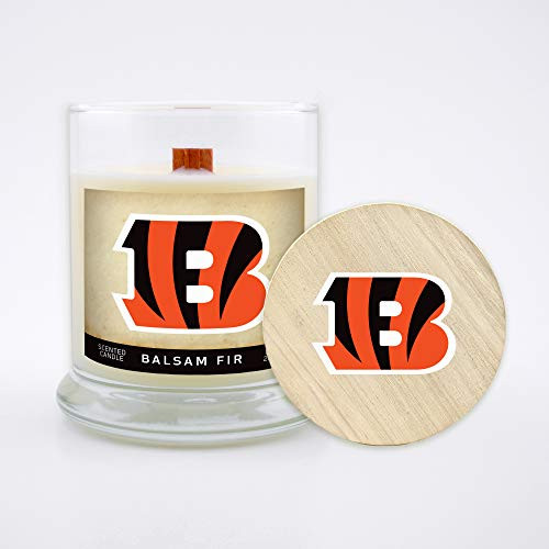 Worthy Promo NFL Cincinnati Bengals Gifts 8oz Scented Candle Soy Wax w-Wood Wick and Lid Balsam Fir Worthy Promo NFL Cincinnati Bengals Gifts 8oz Scented Candle Soy Wax w-Wood Wick and Lid Balsam Fir
