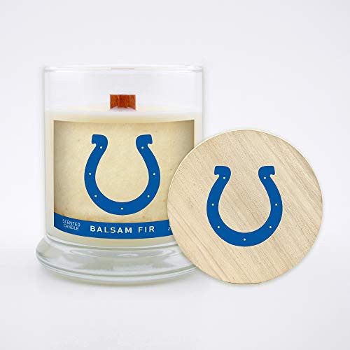 Worthy Promo NFL Indianapolis Colts Gifts 8oz Scented Candle Soy Wax w-Wood Wick and Lid Balsam Fir Worthy Promo NFL Indianapolis Colts Gifts 8oz Scented Candle Soy Wax w-Wood Wick and Lid Balsam Fir