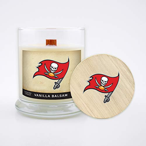 Worthy Promo NFL Tampa Bay Buccaneers Gifts 8oz Scented Candle Soy Wax w-Wood Wick and Lid Vanilla Balsam Worthy Promo NFL Tampa Bay Buccaneers Gifts 8oz Scented Candle Soy Wax w-Wood Wick and Lid Vanilla Balsam