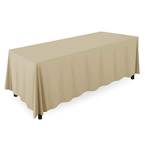 Mill & Thread - 90" x 156" Premium Tablecloth for Wedding / Banquet / Restaurant - Rectangular Polyester Fabric Table Cloth - Beige