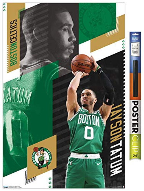 Trends International NBA Boston Celtics - Jayson Tatum 19 Wall Poster 22.375" x 34" Premium Poster  and  Clip Bundle Trends International NBA Boston Celtics - Jayson Tatum 19 Wall Poster 22.375" x 34" Premium Poster  and  Clip Bundle