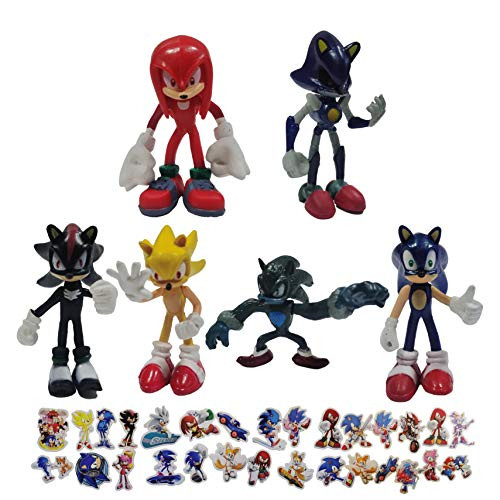 Sonic second generation small figure 6pcs-lot Sonic the Hedgehog luxury birthday cake decoration set printed with Sonic friends characters decorative accessories
