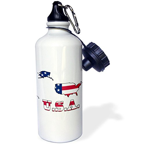 3dRose "American flag in the outline map and letters U.S.A." Sports Water Bottle 21 oz White 3dRose "American flag in the outline map and letters U.S.A." Sports Water Bottle 21 oz White