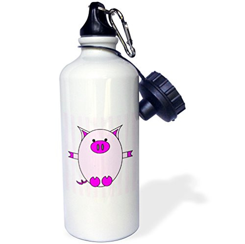 3dRose "Piggy Power Purple Stripes" Sports Water Bottle 21 oz White 3dRose "Piggy Power Purple Stripes" Sports Water Bottle 21 oz White