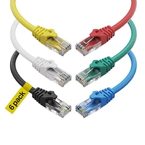 Cat6 Ethernet Cable 10 Feet -6 Pack- LAN utp Cat 6 RJ45 Network Cord Patch Internet Cable - 10 ft