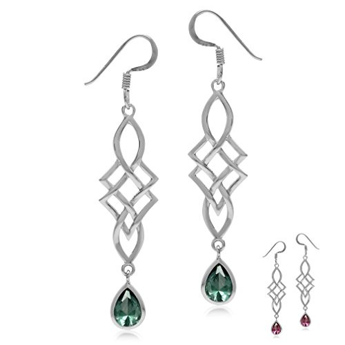 Silvershake Simulated Color Change Alexandrite 925 Sterling Silver Celtic Knot Weave Dangle Hook Earrings Silvershake Simulated Color Change Alexandrite 925 Sterling Silver Celtic Knot Weave Dangle Hook Earrings