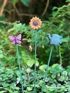 cdc Miniature Dollhouse Fairy Accessories ~ Set of 3 Mini Garden Stakes Picks