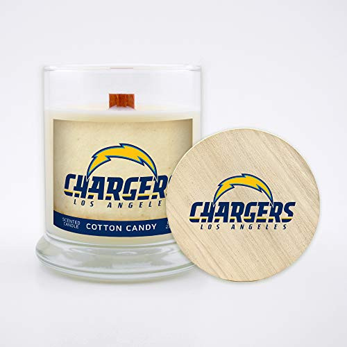 Worthy Promo NFL LA Chargers Gifts 8oz Scented Candle Soy Wax w-Wood Wick and Lid Cotton Candy Worthy Promo NFL LA Chargers Gifts 8oz Scented Candle Soy Wax w-Wood Wick and Lid Cotton Candy