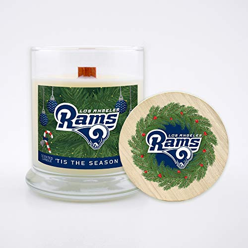 Worthy Promo NFL LA Rams Gifts 8oz Holiday Christmas Candle Soy Wax w-Wood Wick and Lid Tis The Season Worthy Promo NFL LA Rams Gifts 8oz Holiday Christmas Candle Soy Wax w-Wood Wick and Lid Tis The Season