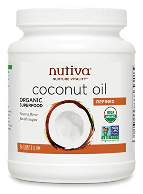 Nutiva Organic, Neutral Tasting, Steam Refined Coconut Oil from non-GMO, Sustainably Farmed Coconuts, 54-ounce