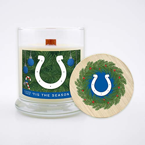 Worthy Promo NFL Indianapolis Colts Gifts 8oz Holiday Christmas Candle Soy Wax w-Wood Wick and Lid Tis The Season Worthy Promo NFL Indianapolis Colts Gifts 8oz Holiday Christmas Candle Soy Wax w-Wood Wick and Lid Tis The Season