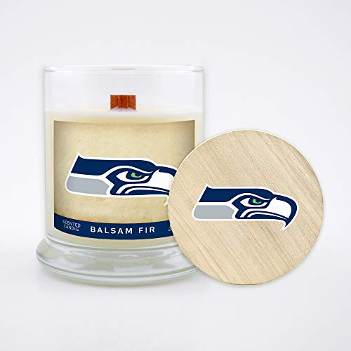 Worthy Promo NFL Seattle Seahawks Gifts 8oz Scented Candle Soy Wax w-Wood Wick and Lid Balsam Fir Worthy Promo NFL Seattle Seahawks Gifts 8oz Scented Candle Soy Wax w-Wood Wick and Lid Balsam Fir