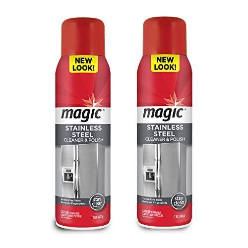 Magic Stainless Steel Cleaner Aerosol - 17 Ounce -2 Pack-- Removes Fingerprints Residue Water Marks and Grease from Appliances - Refrigerator Dishwasher Oven Grill