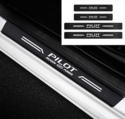 MAXMILO 4Pcs for Honda Pilot Door Sill Protector Reflective 4D Carbon Fiber Leather Sticker Decoration Door Entry Guard Door Sill Scuff Plate Stickers Auto Accessories for Honda Pilot -White-