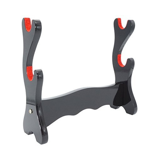 Eforlife Sword Stand Katana Holder Black Lacquer Finish Samurai Sword Bracket Katana Wakizashi Tanto Sword Display Stand -2 Layer-