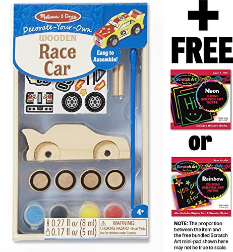 Race Car: Decorate-Your-Own Kit + FREE Melissa & Doug Scratch Art Mini-Pad Bundle [88299]