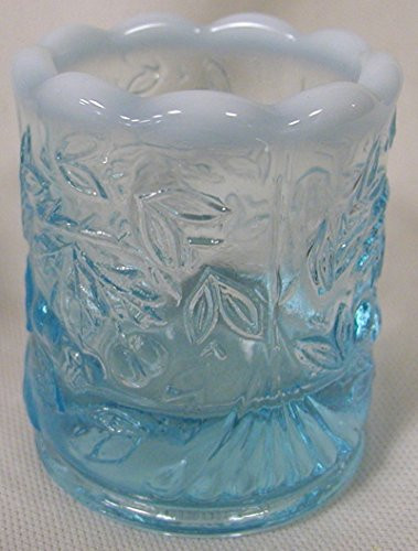 Toothpick Holder - Wreathed Cherry - Blue Opalescent - American Made