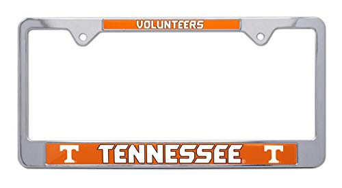 AMG Auto Emblems NCAA Officially Licensed Premium Shiny Chrome Metal License Plate Frame - Second Generation - Mascot Version -Tennessee-