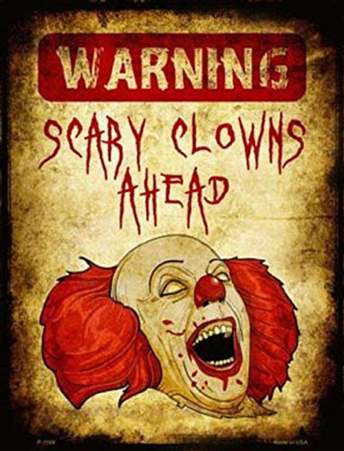 Balter Warning Scary Clowns Ahead Iron Painting Metal Retro Tin Sign Antique Plaque Poster Living Room Bar Pub Home Classic Vintage Aluminum for Wall Decor 8x12 Inch
