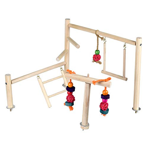 Mrli Pet Play Stand for Birds Parrot Playstand Bird Play Stand Cockatiel Playground Wood Perch Gym Playpen Ladder with chew Toys -Bird cage Playground-