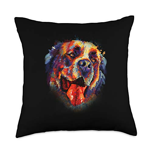 Colorful Paint Saint Bernard Dog Lover Owner Gift Colorful Saint Bernard Hand Drawn Dog Lover Painting Gift Throw Pillow 18x18 Multicolor