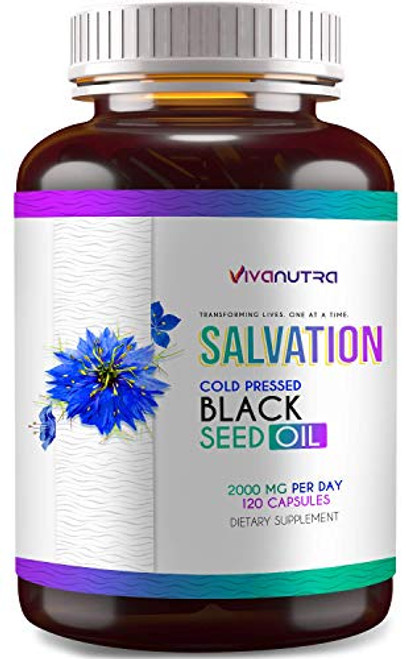 Salvation Black Seed Oil Capsules 120 Count 2000mg - 4X percent Thymoquinone Cold-Pressed Turkish Black Cumin Seed Oil - Premium Black Seed Oil Liquid Pills Non-GMO Organic BSO Liquid Pure Nigella Sativa