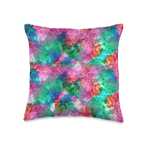 Clouded Paint Splatter Design Throw Pillow 16x16 Multicolor