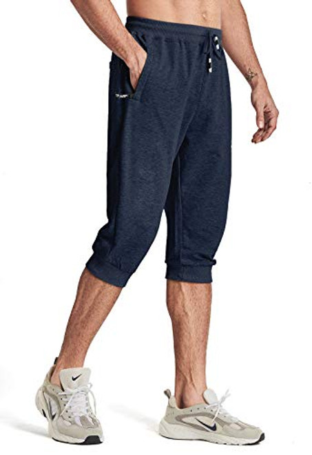 Boladeci Mens Running Shorts Lightweight Quick Dry Elastic Waist Drawstring Stretch Three Quarter Workout Shorts with Pockets Blue Size 36 Boladeci Mens Running Shorts Lightweight Quick Dry Elastic Waist Drawstring Stretch Three Quarter Workout Shorts with Pockets Blue Size 36