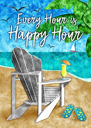 Toland Home Garden Happy Hour Beach 28 x 40 Inch Decorative Tropical Summer Adirondack Cocktail House Flag