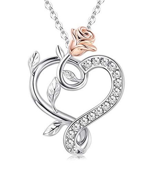 Gift for Valentine's Day Sllaiss 925 Sterling Silver Rose Heart Necklaces Inlaid Crystals from Austria Rose Flower Pendant Necklaces Love Jewelry Gifts for Women Mom Wife Her Gift for Valentine's Day Sllaiss 925 Sterling Silver Rose Heart Necklaces Inlaid Crystals from Austria Rose Flower Pendant Necklaces Love Jewelry Gifts for Women Mom Wife Her