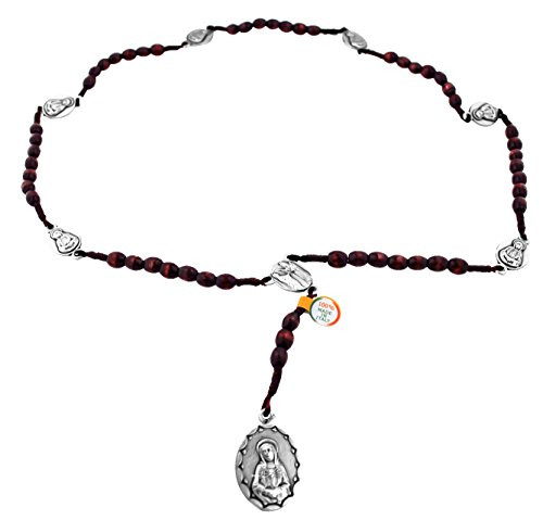 Our Lady of Sorrows Rosary with Wood Beads From Italy